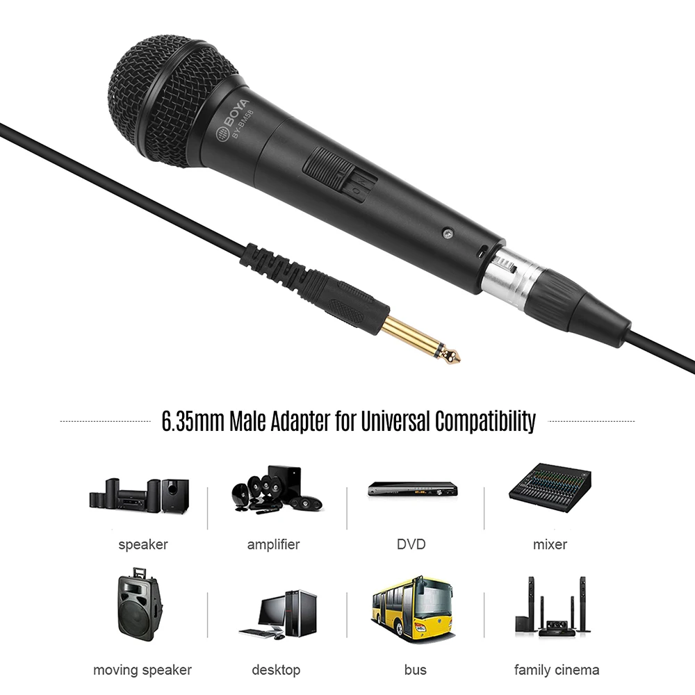 BOYA BY-HM2 BM58 BM-57 HM2 Microphone Cardioid Dynamic Vocal Microphone for Karaoke Singing Stage with 5.0m XLR Cable live AV