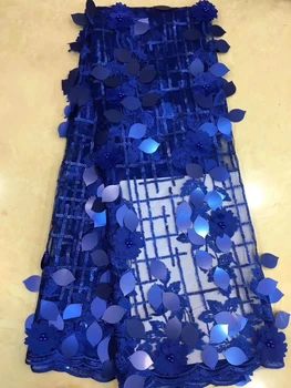

Sequined Beaded 3D Applique African Mesh Net Lace Fabric India 3D Embroidered Guipure Swiss Voile Beads Lace Fabrics CD3059