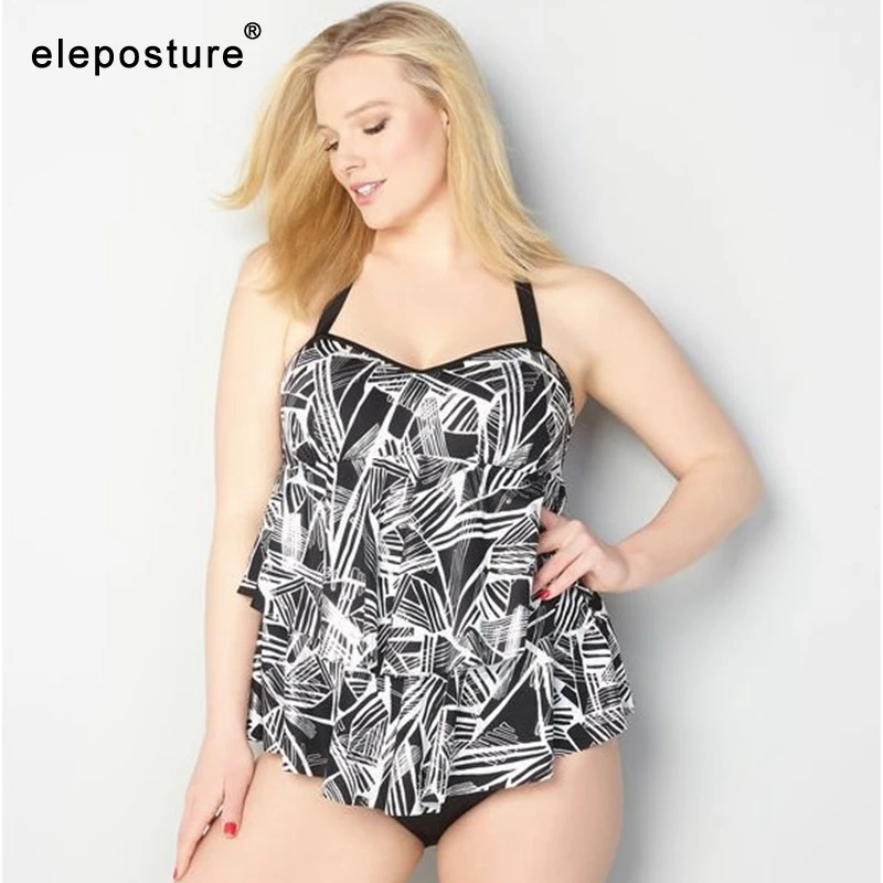 Plus Size Swimwear Women Tankini Swimsuits High Waist Swimsuit Vintage Retro Bathing Suits Summer Beach Wear Swimming Suit