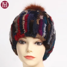 Лидер продаж, Русская женская зимняя шапка из натурального меха норки, шапка ручной вязки из натурального меха норки, зимняя женская теплая Роскошная шапка из натурального меха норки