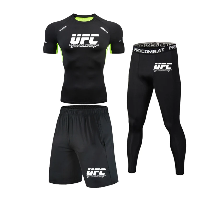 MMA-ropa deportiva de compresión para hombre, Jersey de boxeo, ropa de secado rápido para correr, trotar, entrenamientos deportivos, camiseta de Fitness, chándal