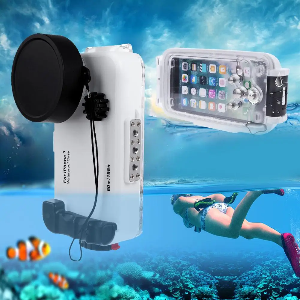 

ALLOET For iPhone 7 Waterproof Case IPX8 60m/197ft Underwater Diving Explosion-proof Phone Lens Photography Cases For iPhone 7