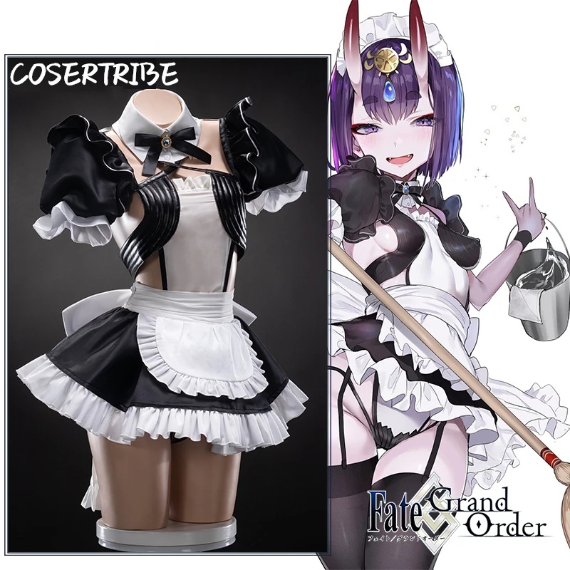 Аниме Fate/большой заказ FGO Shuten-douji платье горничной прекрасная униформа косплей костюм для женщин Хэллоуин Новинка