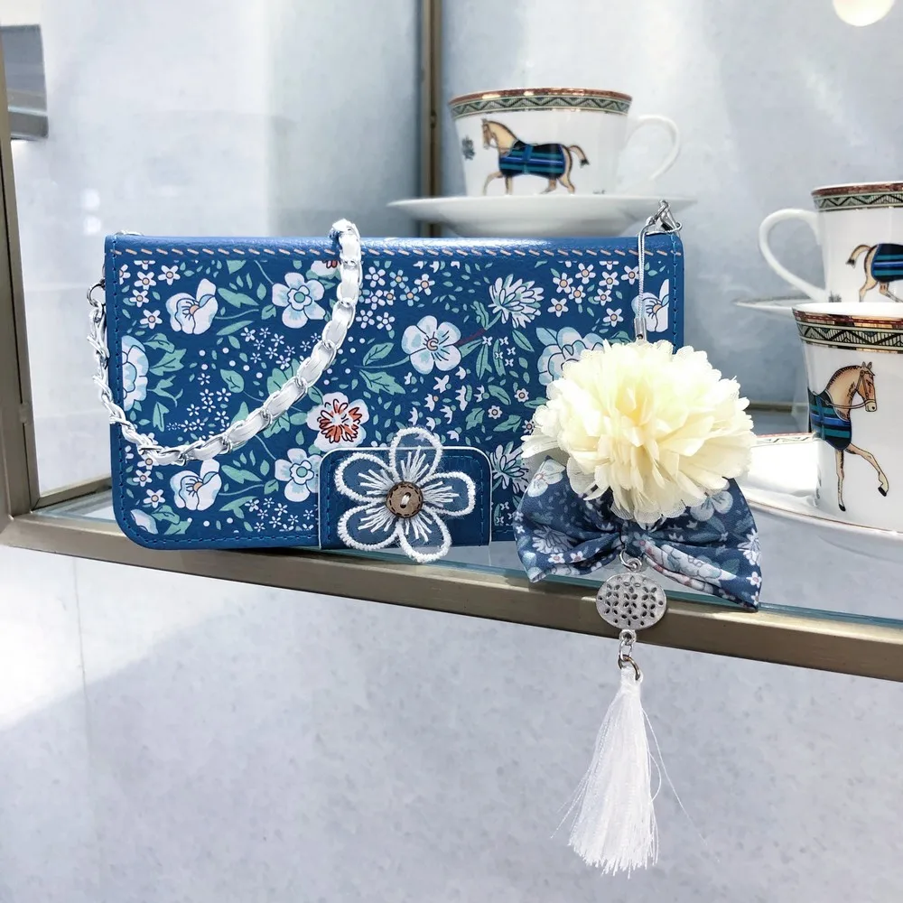 

Exquisite luxury jasmine flower buckle card bag chain phone case for samsung Galaxy S8 S9 S10 S20 plus note 10 20 ultra cover
