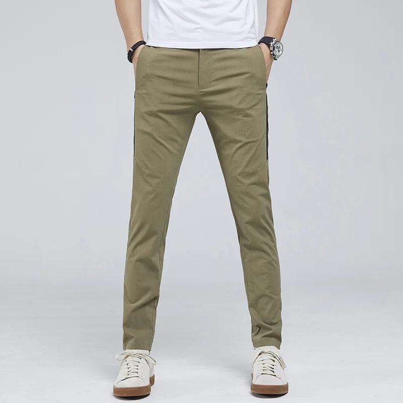 

New Style Casual Pants Men's Slim Fit Youth Men's Trousers Versatile Straight-Cut Elasticity Men'S Wear Trend Trousers 1055