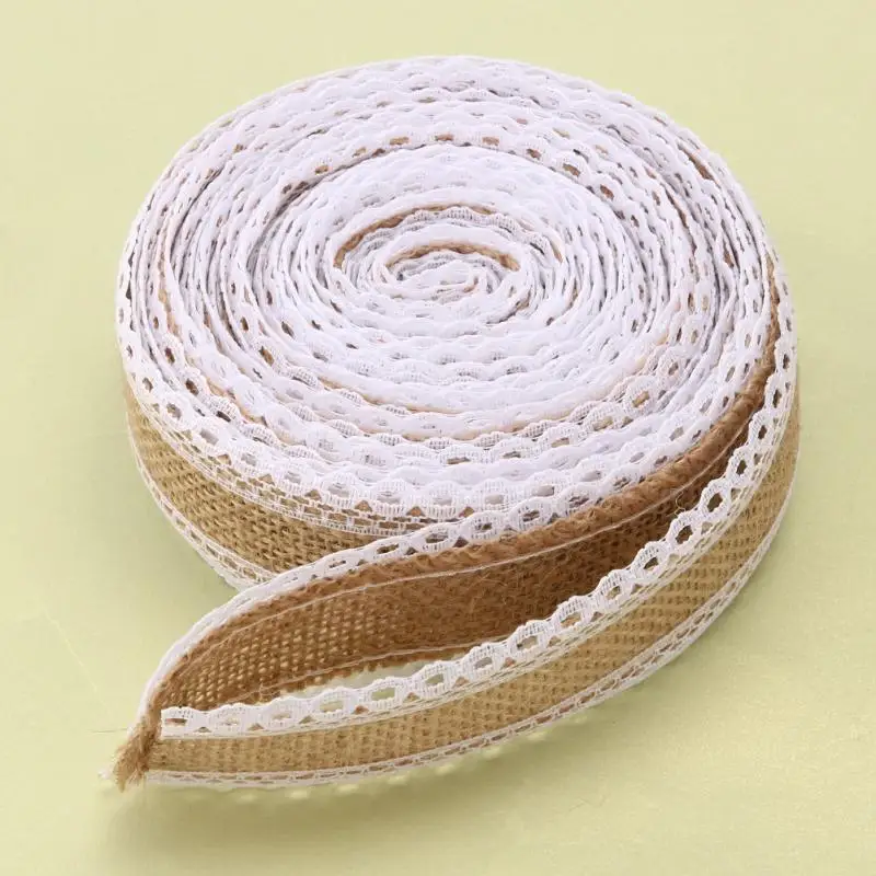 Украшение для свадьбы бракосочетания 5 м/рулон белая кружевная отделка льняная