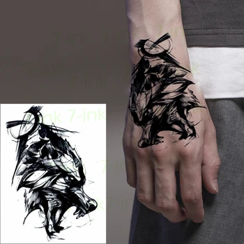 

Waterproof Temporary Tattoo Sticker Monkey King cat skull wolf On the back of hand flash tatoo fake tattoos for men women