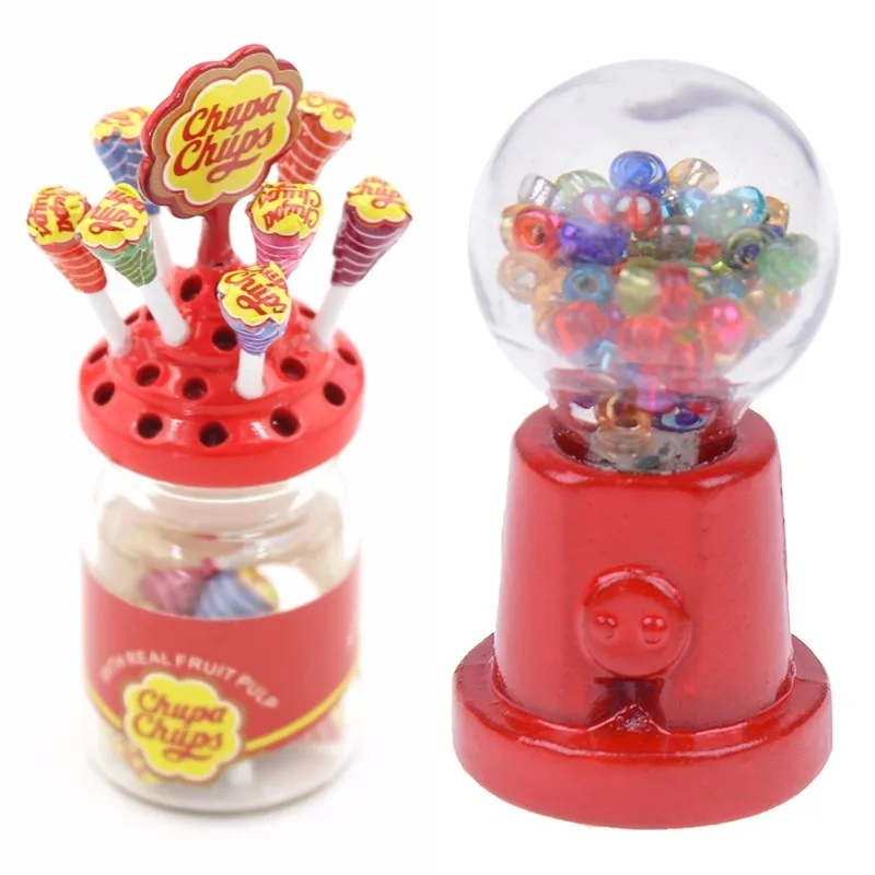 

1:12 Miniature Food Dessert Sugar Mini Lollipops With Case Holder Candy For Doll House 1/12 Kitchen Furniture Toys Accessories