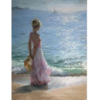 

Girl and the Sea Hand Made Paint High Quality Canvas Beautiful Painting By Numbers Surprise Gift Great Accomplishment