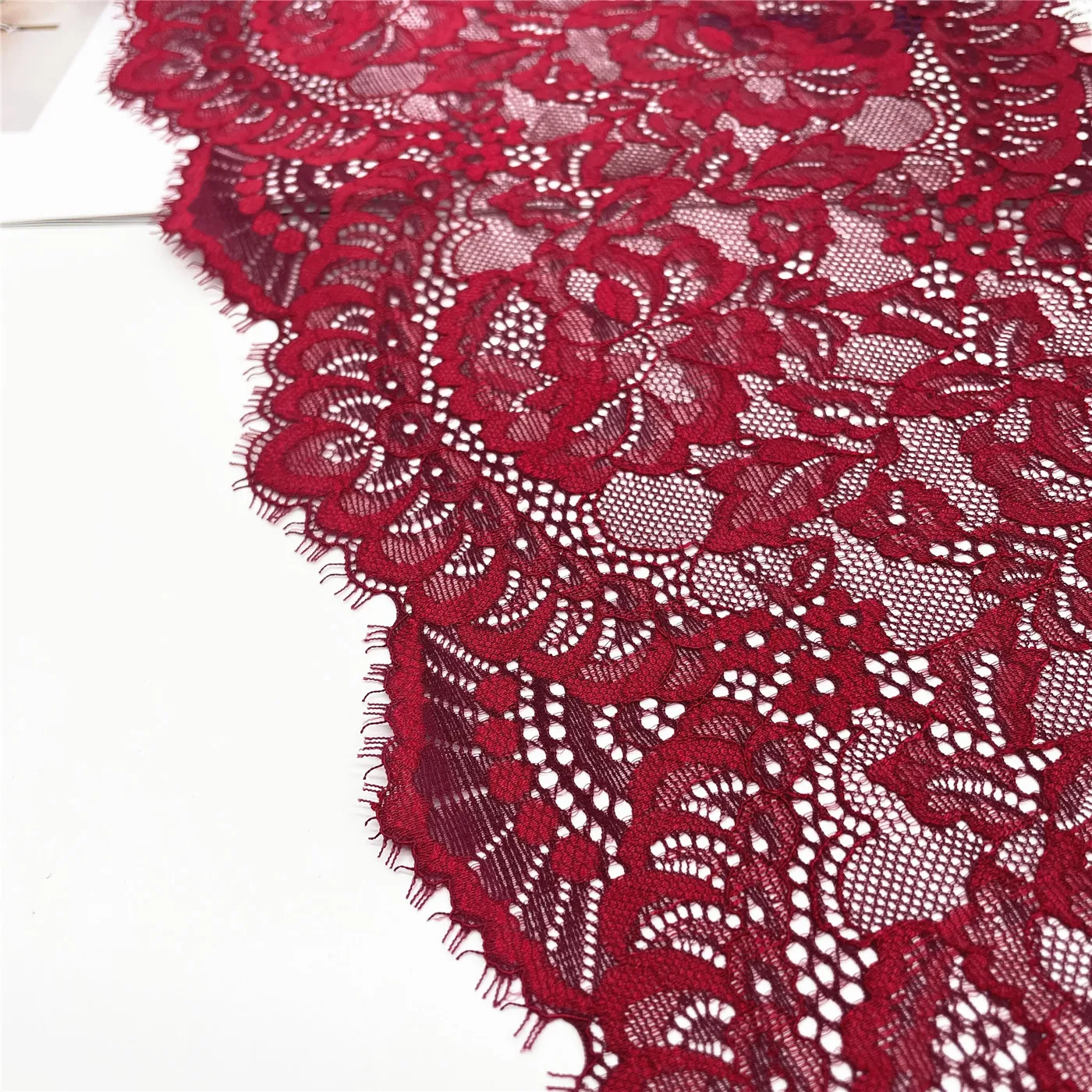 3y/lot Width 23cm Burgundy Red Elastic Eyelash Lace trim For Clothes Skirt Hem Underwear Sewing Craft DIY Apparel Fabrics Lace 5
