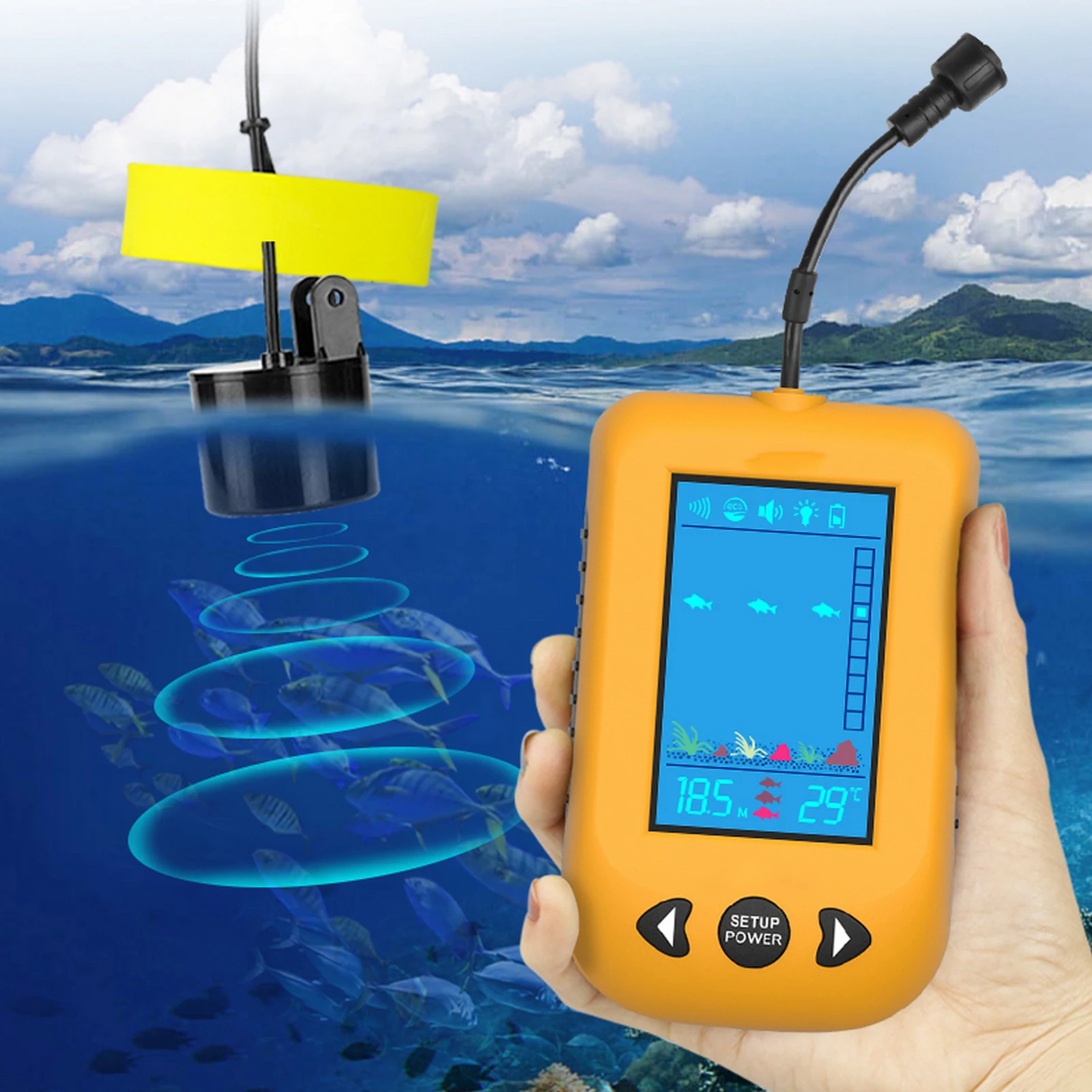 Wire Fish Finder Portable Depth Finder Fishing Sonar Sensor Transducer 100m Portable Fish Finder