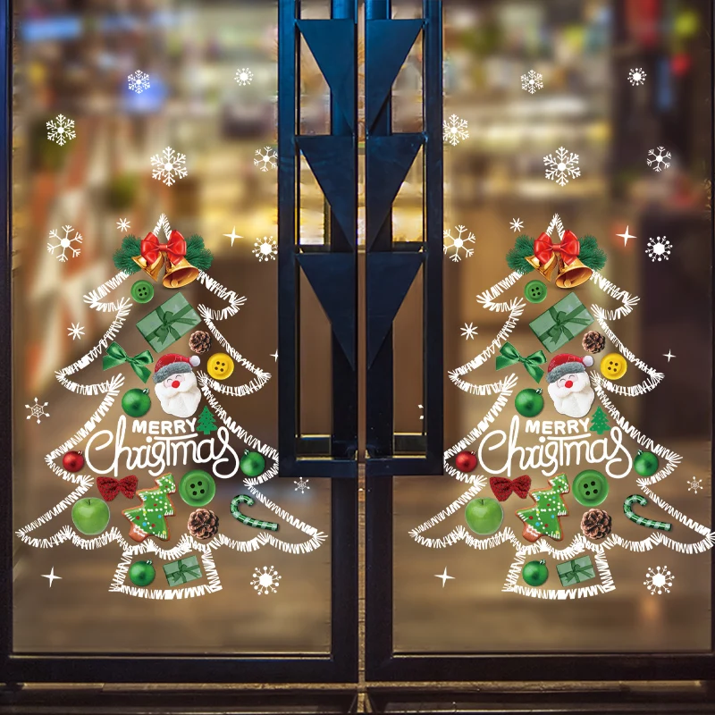 

Стеклянная наклейка с Санта Клаусом, наклейка на окно, рождественские украшения, композиция для сцены, подвесные украшения, Рождественская елка