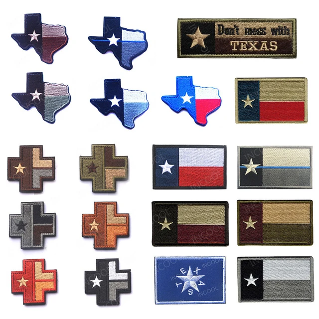 2 Texas State Flag Embroidered Tactical Velcro Applique Patch