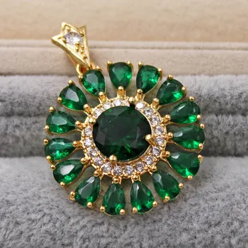 

Bohemian Pendant for Women White Gold Filled Rainbow Zirconia Green Necklace Pendant Fashion Wedding Jewelry accessories Gift