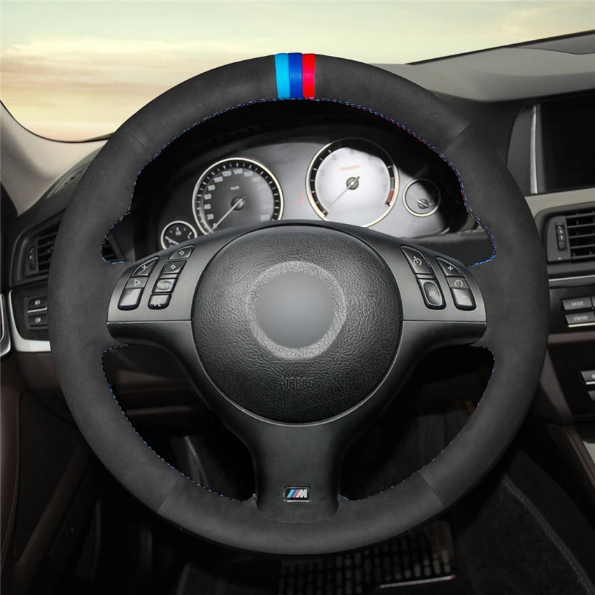 MEWANT-Black-Suede-Car-Steering-Wheel-Cover-for-BMW-E46-E39-330i-540i-525i-530i-330Ci