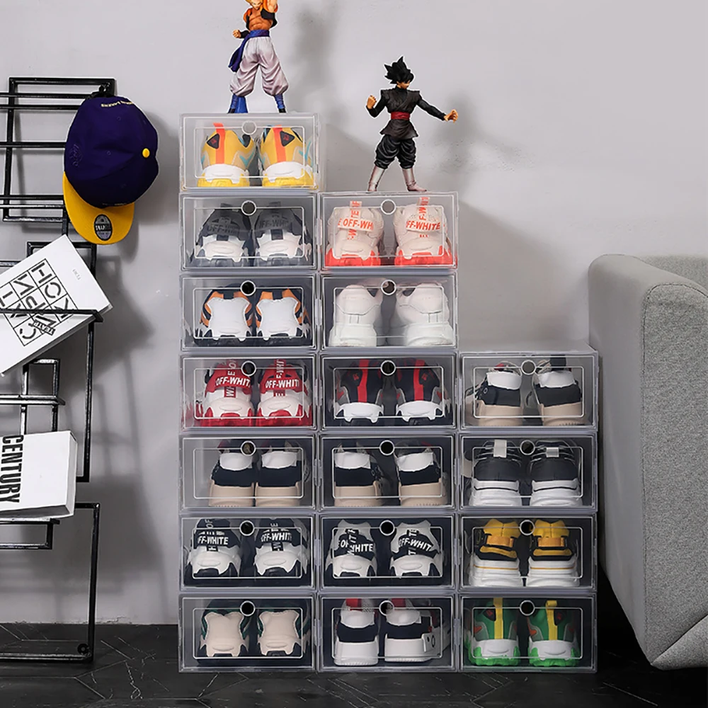 6 عبوات من صناديق الأحذية الشفافة، صندوق تخزين سمي...