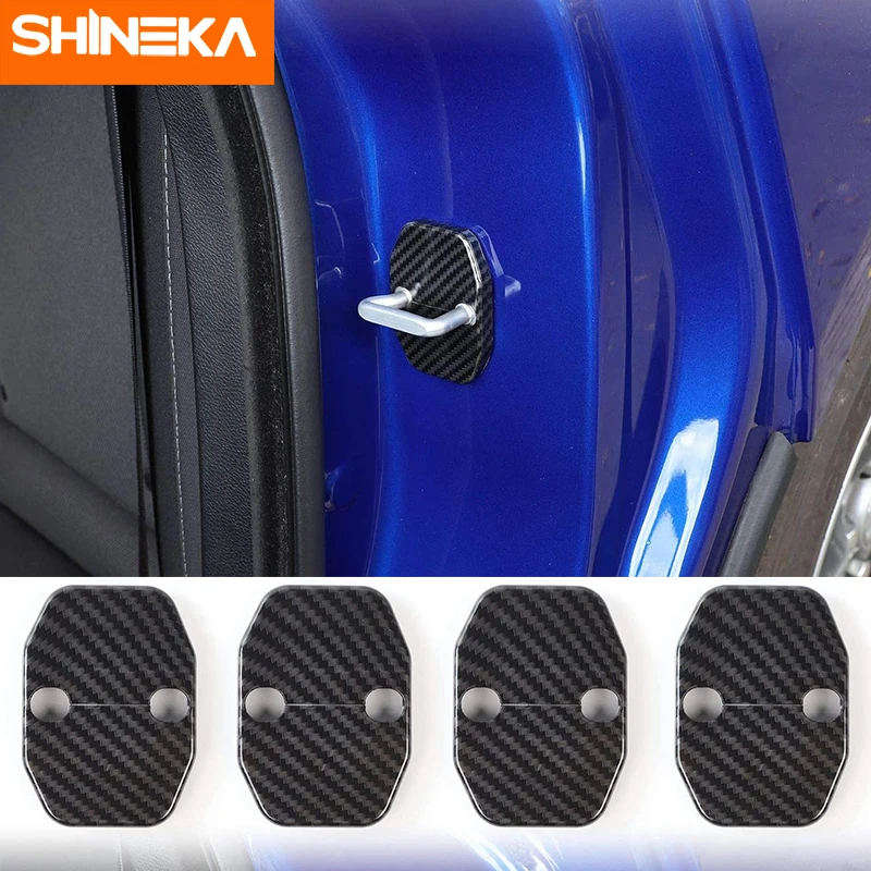 

4pcs Door Lock Protective Cover for Charger ABS Black Carbon Fiber Door Lock Covers Protection Trim for Dodge Charger 2010-2020