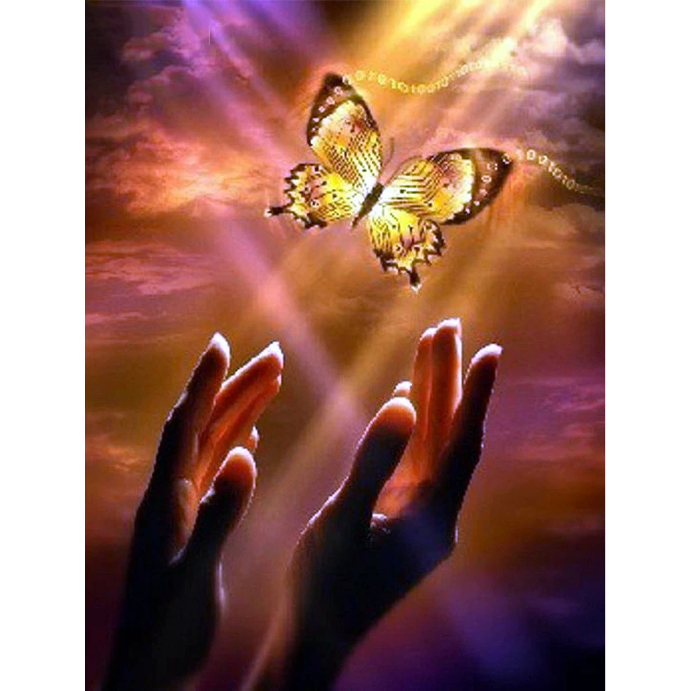

5D Diy Animal Butterfly Hands Diamond Embroidery Full Display Full Square Diamond Painting Cross Stitch Rhinestone Decor Home