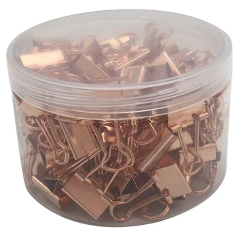 

100Pcs 19mm Rose Gold Clamp Paper Binder Clips Bookmark Clips Memo Clip Student School Office Supplies
