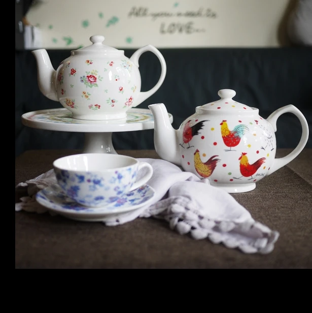 

Big Points Ceramic Teapot/Afternoon Tea Teapot/Small Floral Cups and Saucers
