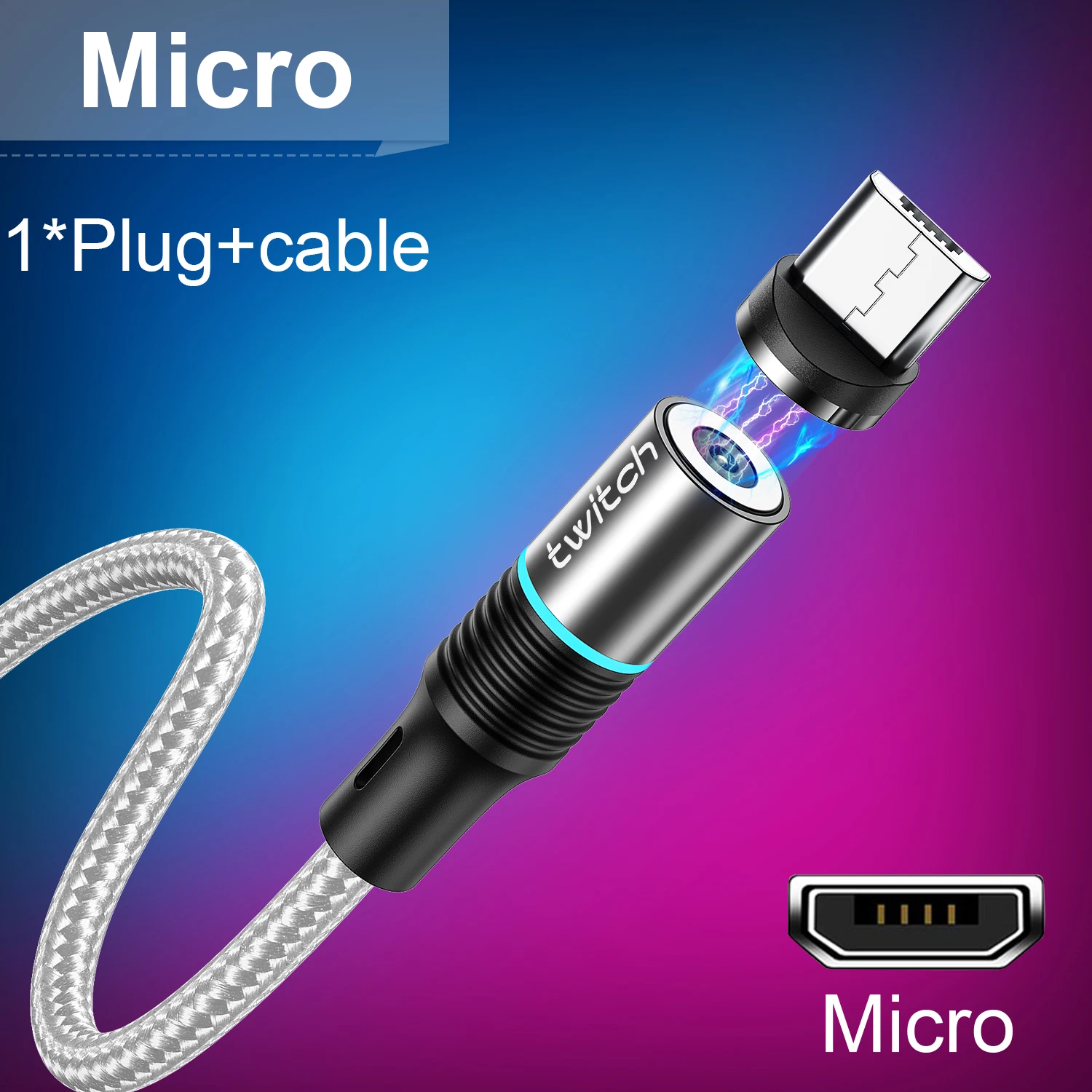 Silver Micro USB Магнитный Micro USB кабель для iPhone, samsung, Android, для быстрой зарядки мобильных телефонов, кабель usb type-C, магнитный шнур для зарядного устройства - Цвет: Silver Micro USB