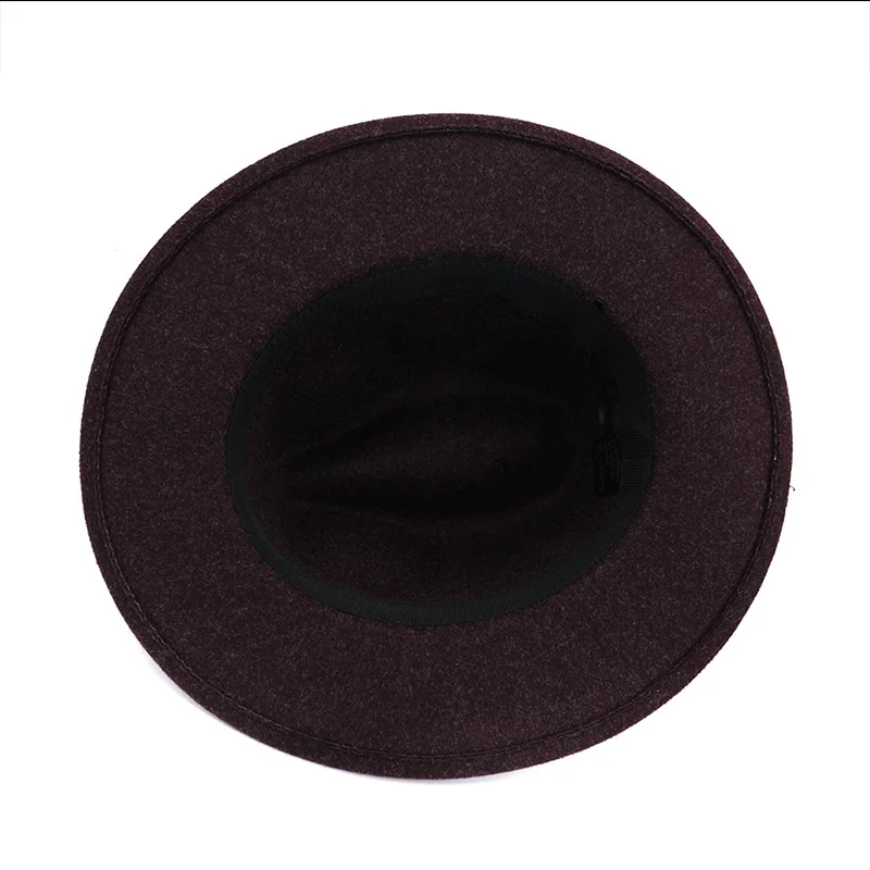 FS винтажная Мужская шерстяная шляпа с широкими полями зима осень Chapeau Homme Fedora женская черная фиолетовая фетровая церковная котелок шляпы сомбреро Copa