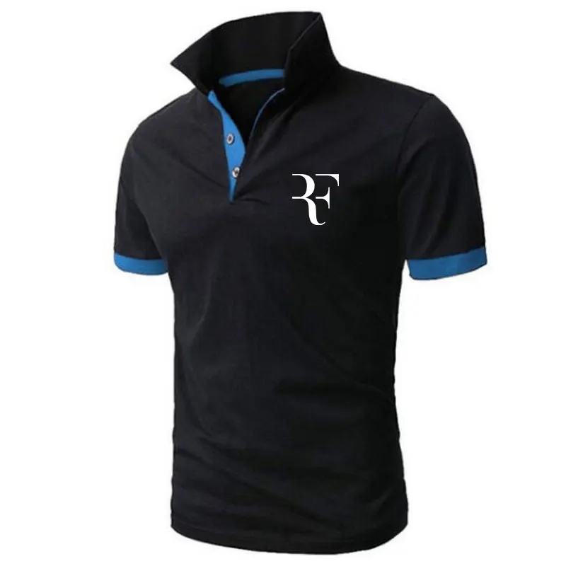 

Business Men Fashions Casual Polo Shirt Roger Federer Clothing Male Summer Print Cotton Polo Shirt Men Solid Polo Homme Men