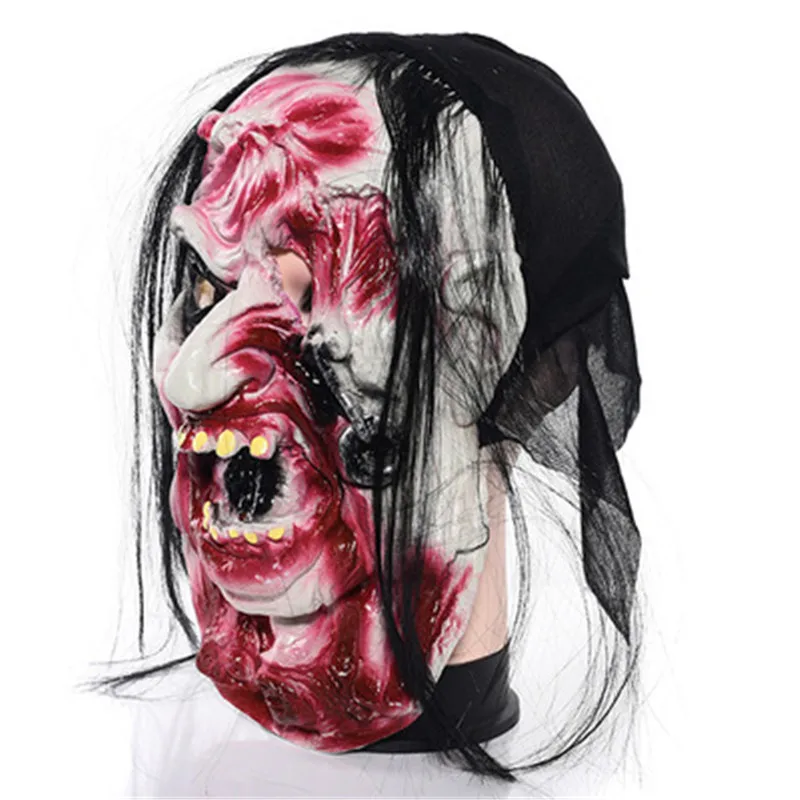 Латексная Маска на Хэллоуин страшная маска-призрак Косплей костюмы на Хэллоуин вечерние Косплей реалистичный реквизит декор "Ужасы" с маской для волос
