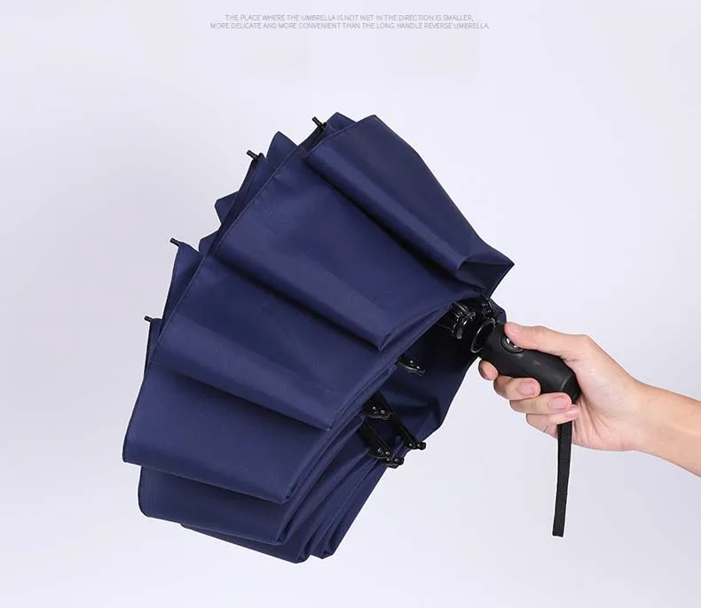 Перевернутый ветрозащитный зонтик с тефлоновым покрытием, 10 ребер автоматический открытый и закрытый дорожный зонтик, портативный обратный Открытый зонты от солнца