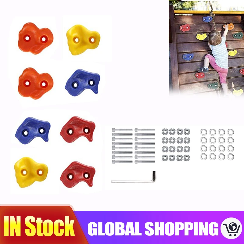 Mixed Color Plastic Children Kids Rock Climbing Wood Wall Stones Hand Feet Holds Grip Kits climbing stones 10 pcs multicolour pe