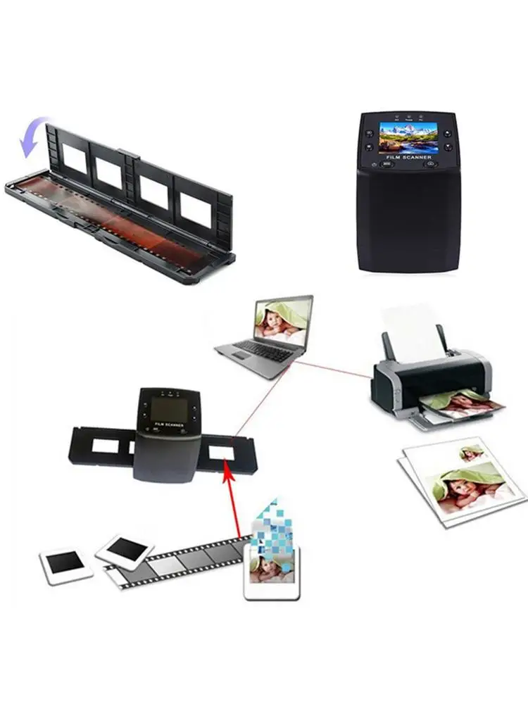 Mini Film Scanner Kit Slide Scanner Convert Color  B&W 35mm/135mm Film NegativeSlide high speed scanner