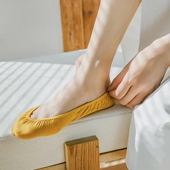 

New Women's Cotton Invisible No Show Socks Non-slip Summer Candy Solid Color Silicone Short Fashion Cute Thin Ankle Boat Socks