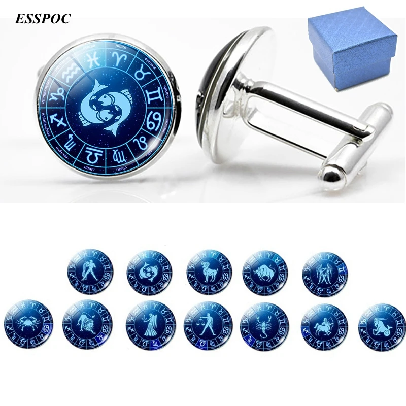 Манжета со знаками Зодиака для мужчин 12 знаков зодиака|cuff links for men|cuff linkscabochon cufflinks