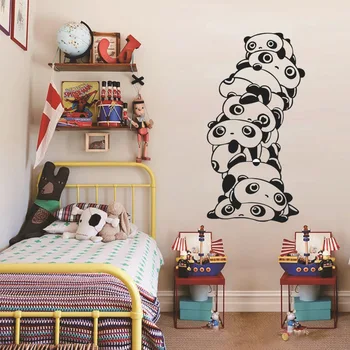 

YY155 Black and White with Pattern Panda Cartoon Creative qiang tie hua Living Room Bedroom Showcase Glass Decoration Wall Stick