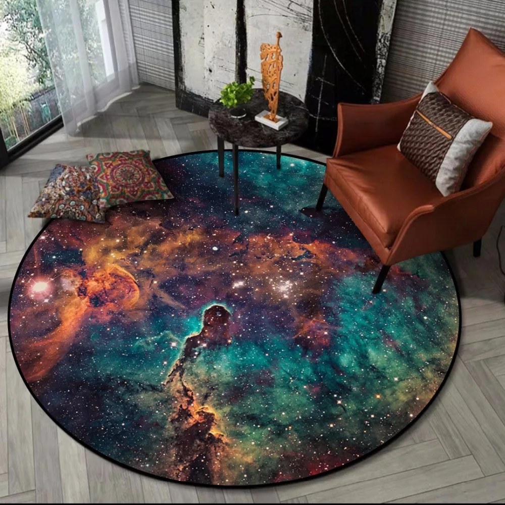 Великолепная серия звездной Вселенной 3D ковер для гостиной, спальни, нескользящий круглый напольный коврик, плюшевый круглый ковер на заказ, дверной коврик