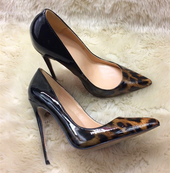 

Brand fashion new leopard gradient pointed high-heeled exquisite printing elegant single shoes 12cm high heel ladies party shoes