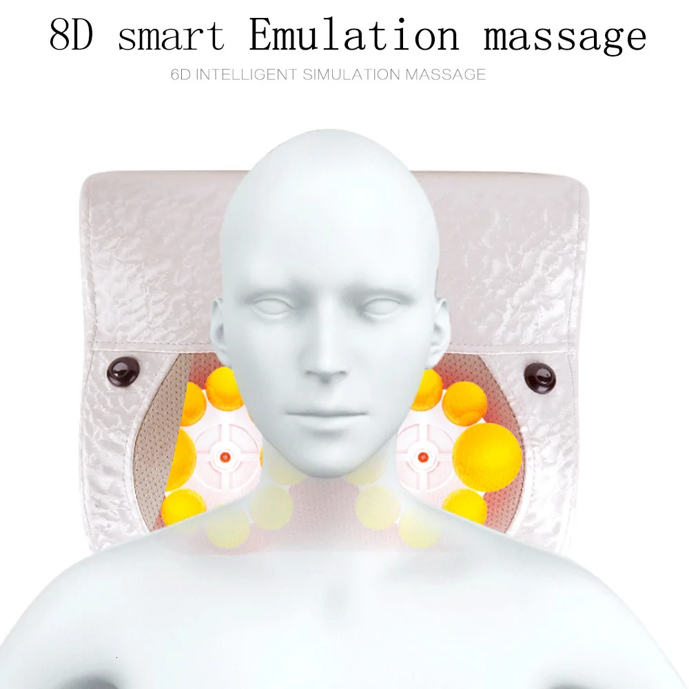 Electric neck back massager rolling vibration kneading pillow Relax body 360 roller massage cushion mat acupressure pillow