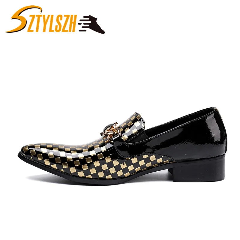 

High Quality British Style Men Dress Shoes Genuine Leather Business Formal Shoes Pointed Toe Patent Leather Wedding Shoe oxfords