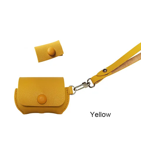 Yellow Защитный чехол для Apple, Bluetooth наушники, кожаный Стильный чехол для Airpods Pro, аксессуары, чехол для наушников с ручной веревкой - Цвет: Yellow
