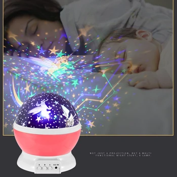 

Rotary USB Battery Powered LED Starry Light Romantic Star Shaped Lamps Projector Kids Bedroom Decorative Night Lights