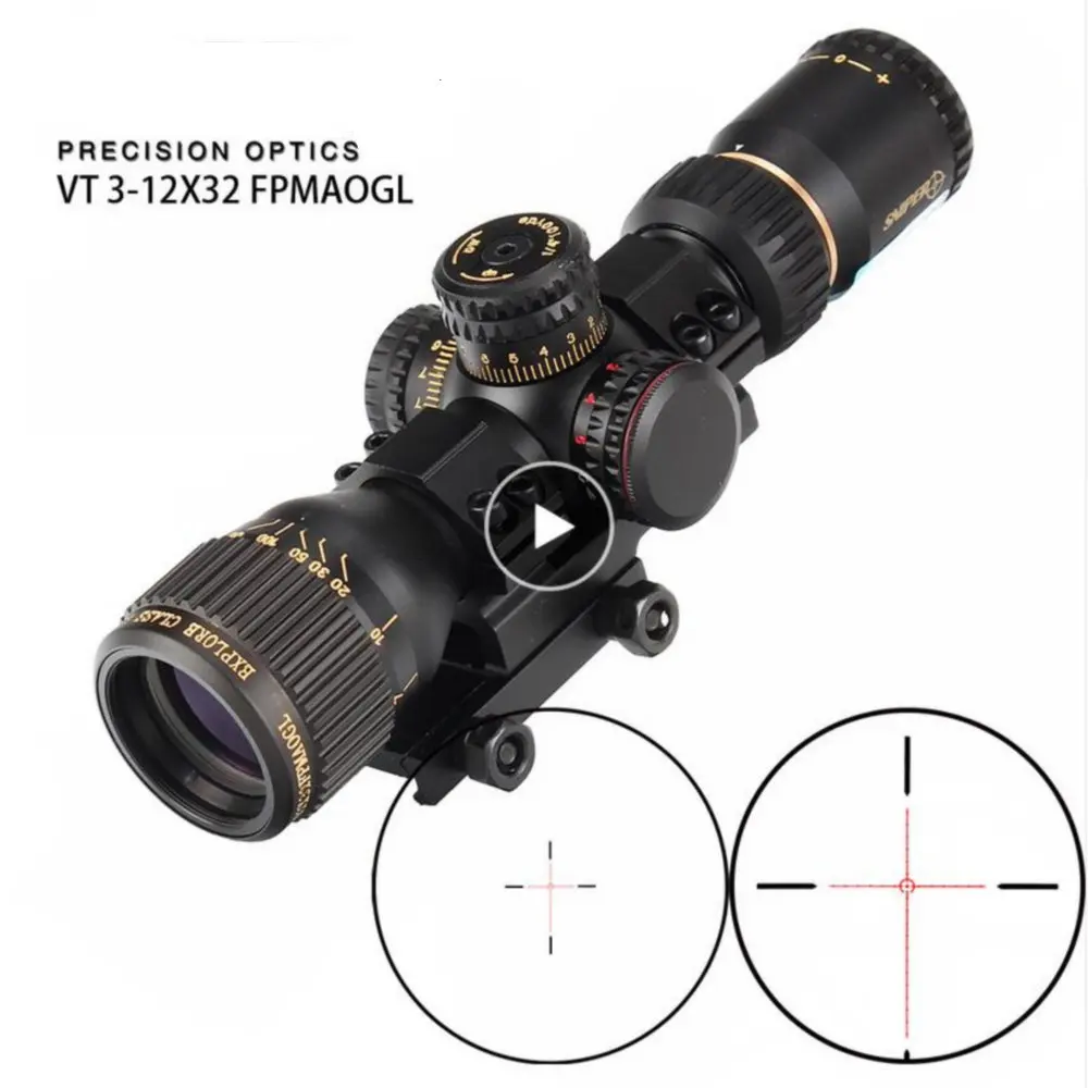 Снайпер VT 3-12X32 компактный первый фокальный самолет Охотничья винтовка прицел стекло травленая сетка тактический оптический прицел оптические прицелы