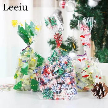 

Leeiu 50Pcs Christmas Decoration Cookie Packing Plastic Bags Christmas Cellophane Snowflake Candy Bag 2020 Christmas Favor Gifts