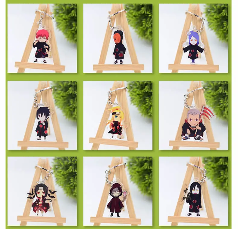 Cute Q Version Characters Keychain Itachi Cartoon Double-Side Acrylic Key Ring Holder Bag Charm Classic Anime Jewelry Teens Gift