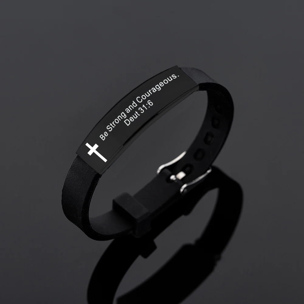 Silicone Bracelets Jewelry Scripture Quote Bible Verse Christian Cross-Jesus Religious