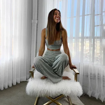 

Women Two Piece Outfits Sexy Crop Top Women And Long Flare Blouse Pants Casual Sets Clubwear 2 Piece Set Women Club Outfits