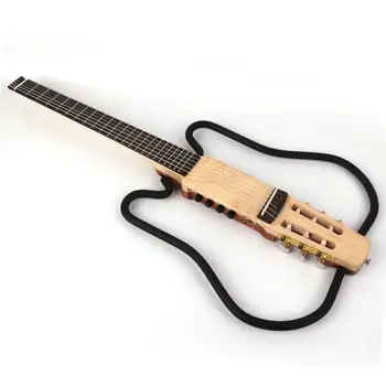 

new design nylon string headless classical silent electric guitar built in effect travel portable free shipping