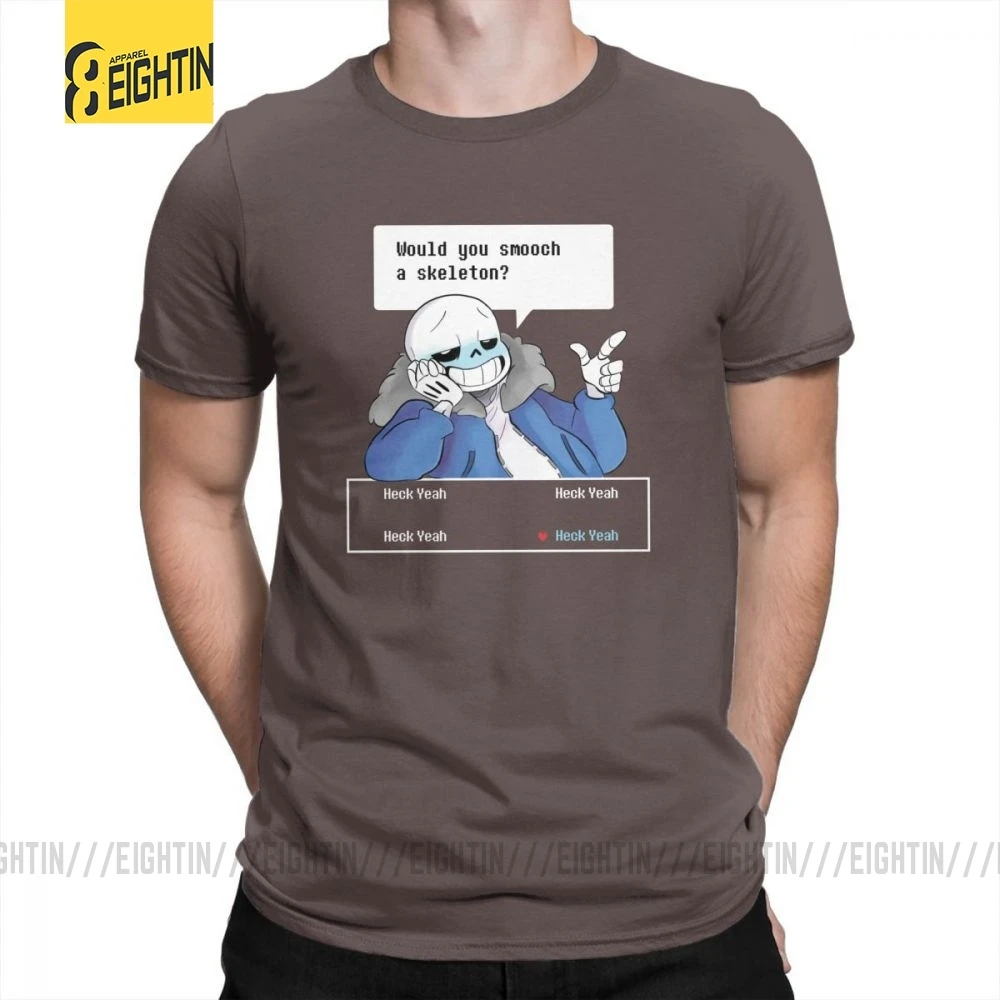 Футболки Undertale Новые мужские футболки с круглым вырезом из чистого хлопка с коротким рукавом для отдыха больших размеров - Цвет: Коричневый