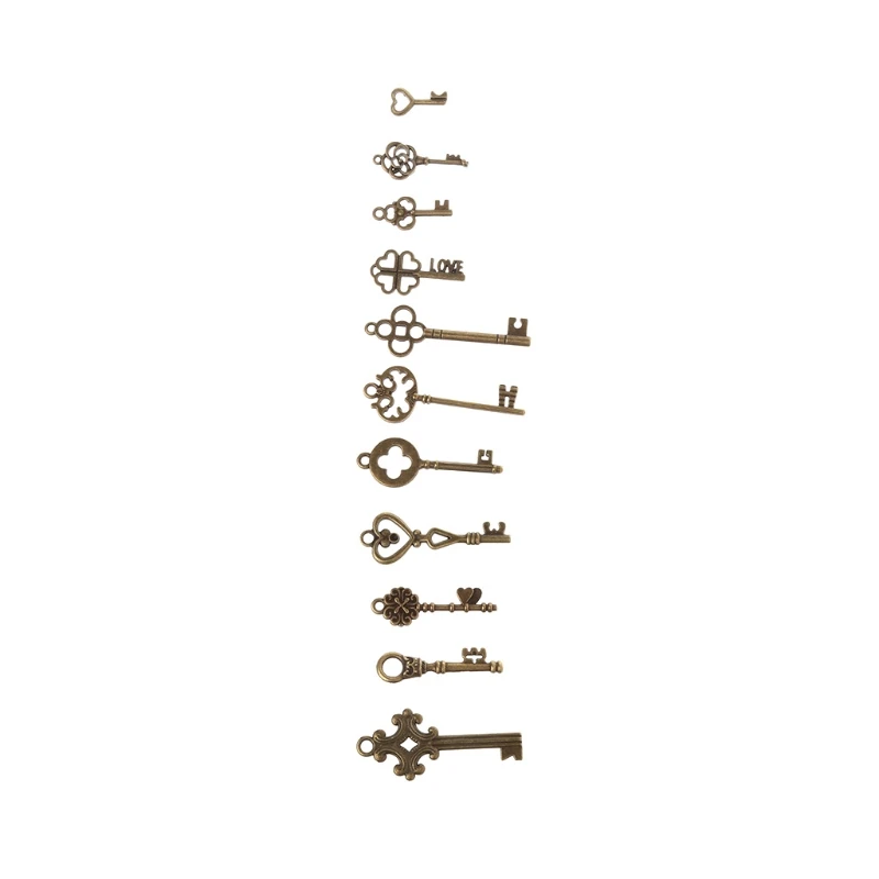 11 шт антикварный старинный старомодный скелет ключ кулон сердце лук замок стимпанк
