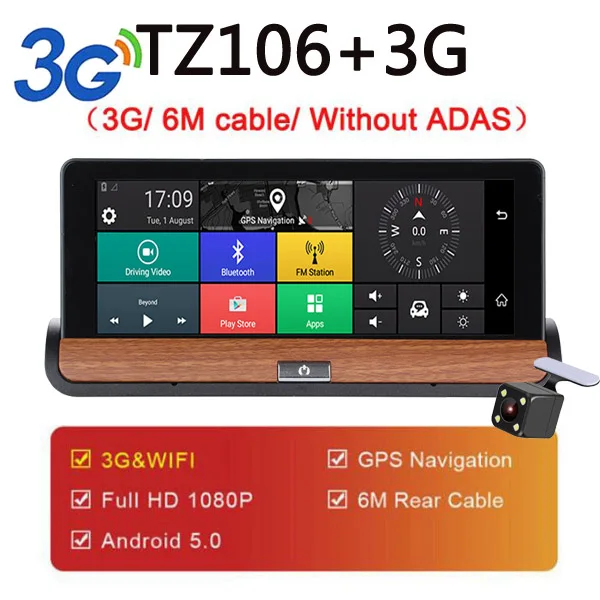 WHEXUNE 7," ips 4G Android Dash камера FHD 1080P Автомобильный видеорегистратор gps навигация Bluetooth двойной объектив Автомобильный видеорегистратор удаленный монитор - Название цвета: TZ1063G