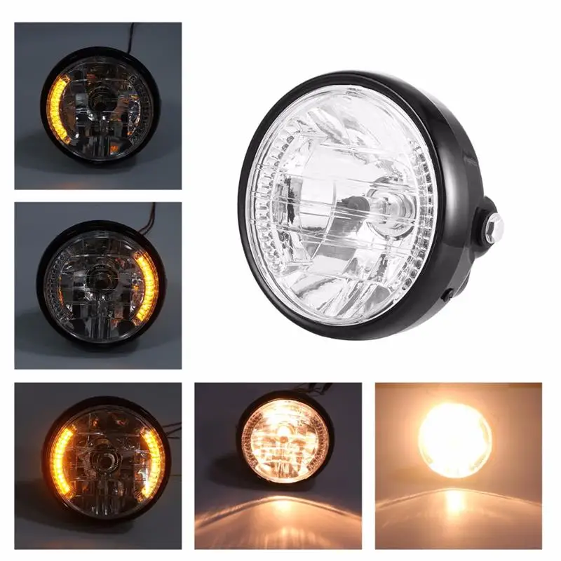 

12V Halogen H4 Bulb motorcycle Headlight Turn Signal light for Motorcycle ATV Electrocar 7" Round 26-LED Integrated